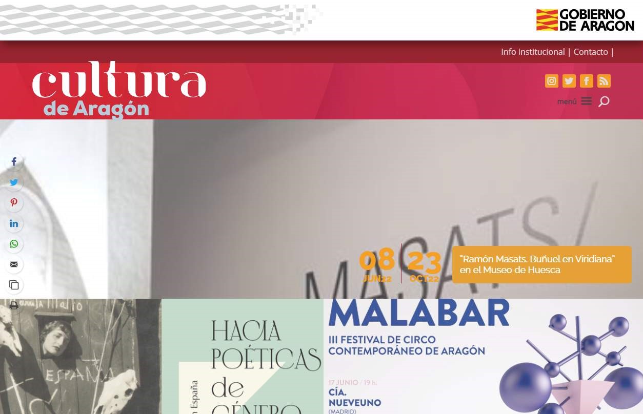 Toda la programación cultural del Gobierno de Aragón, disponible en una nueva web